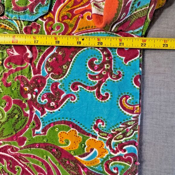 VTG Carrie Allen Paisley Beaded Sequin Denim Jacket Womens Medium Cotton Boho - Picture 9 of 14